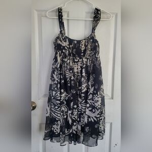 Inc International Concept Baby Doll Floral Paisley Print Sheer Mini Dress, Sze 2